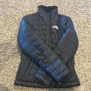 Reversible mossbud north face girls black jacket
